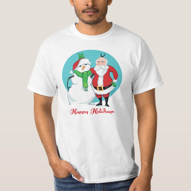 Santa Snowman Photo T-Shirt (Front)