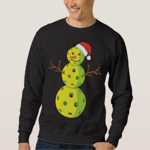 Santa Snowman Pickleball Lover Funny Christmas Gif Sweatshirt