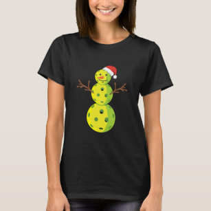 Santa Snowman Pickleball Lover Funny T-Shirt