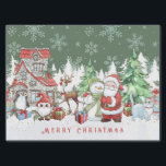 Santa Snowman Reindeer Christmas  Tissue Paper<br><div class="desc">Tissue paper with Christmas images of Santa Claus,  Snowman,  Reindeer Rudolph ,  Penguin and Santa cat in winter snowy forest</div>