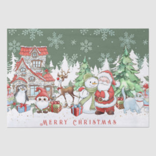 Santa Snowman Reindeer Christmas  Tissue Paper