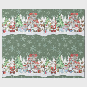 Santa Snowman Reindeer Christmas Wrapping Paper