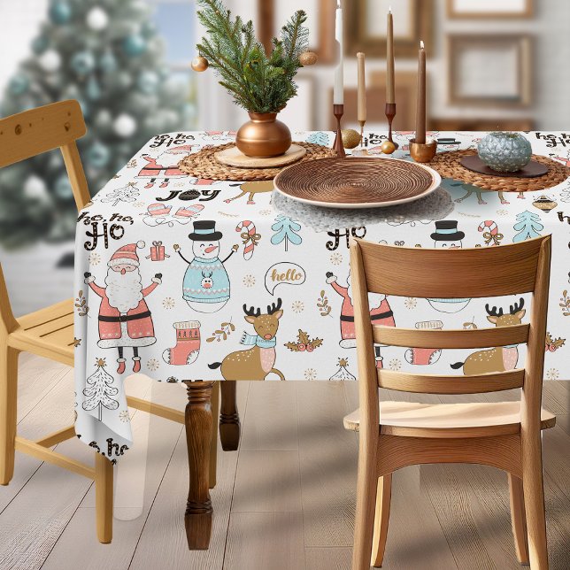 Santa, Snowman, Reindeer Pattern ID559 Tablecloth (Creator Uploaded)
