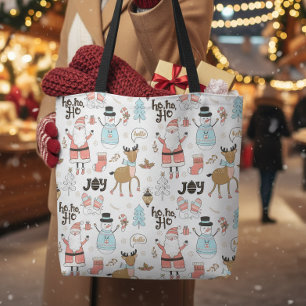 Santa, Snowman, Reindeer Pattern ID559 Tote Bag