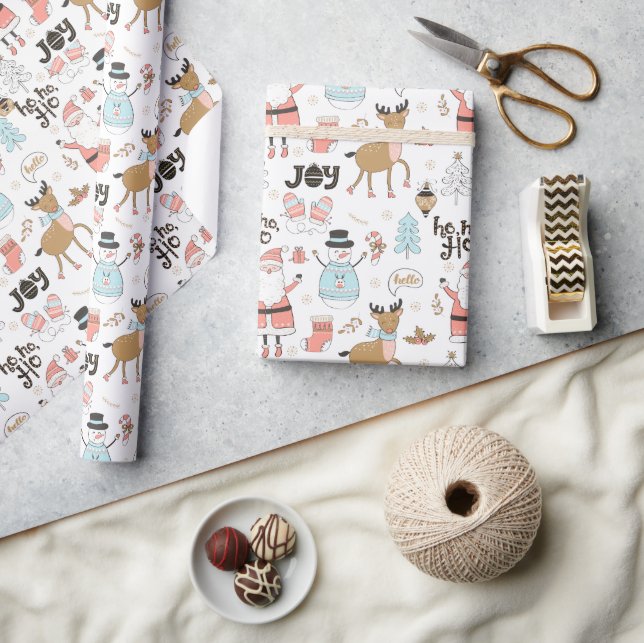 Santa, Snowman, Reindeer Pattern ID559 Wrapping Paper (Crafts)