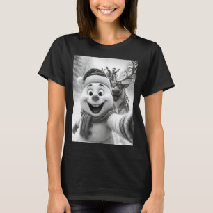 Santa Snowman Reindeer Taking A Selfie Photo Chris T-Shirt