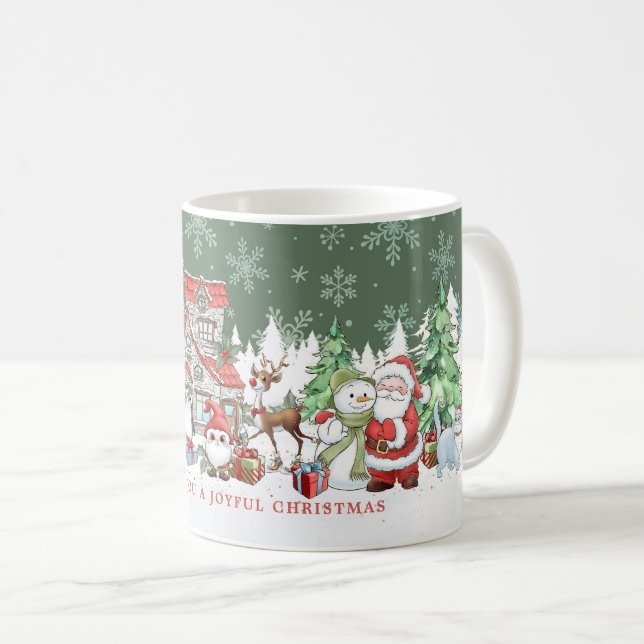 Santa Snowman Rudolph Cat Mug (Front Right)