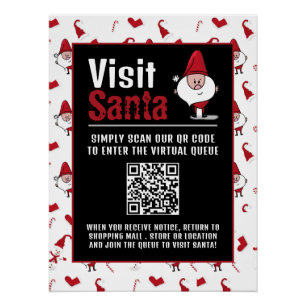 Santa & Snowman, Visit Santa, QR Code Queue Poster