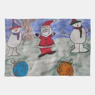 Santa & Snowmen Tea Towel