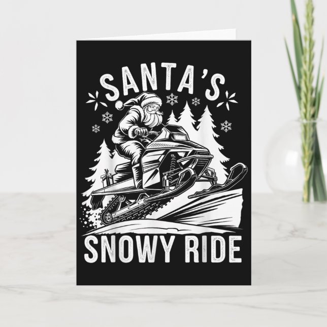 Santa Snowmobile Riding Snowmobiling Christmas  Card (Front)