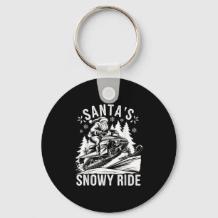 Santa Snowmobile Riding Snowmobiling Christmas  Key Ring