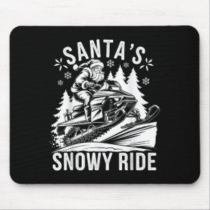 Santa Snowmobile Riding Snowmobiling Christmas  Mouse Pad