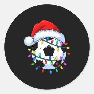 Santa Soccer Ball Christmas Soccer  Classic Round Sticker