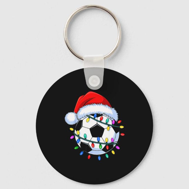 Santa Soccer Ball Christmas Soccer  Key Ring (Front)