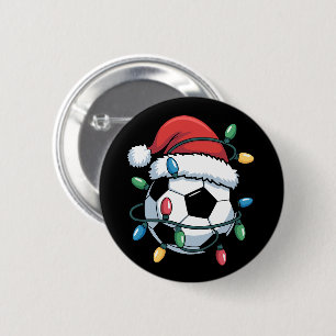 Santa Soccer Ball Sports Christmas Soccer Player 6 Cm Round Badge