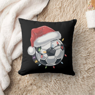 Santa Soccer Ball Sports Christmas Soccer Player  Cushion