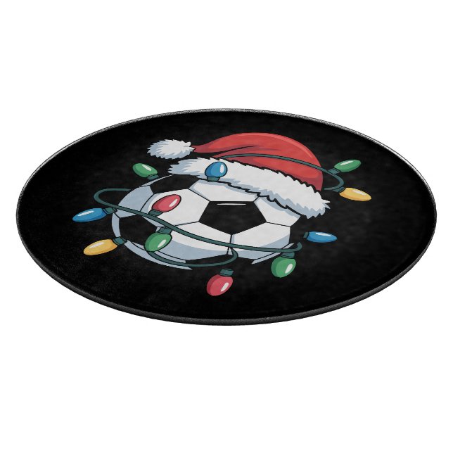 Santa Soccer Ball Sports Christmas Soccer Player Cutting Board (Corner)