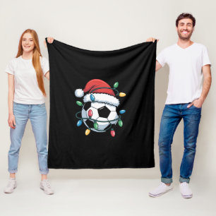 Santa Soccer Ball Sports Christmas Soccer Player Fleece Blanket