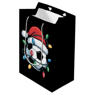 Santa Soccer Ball Sports Christmas Soccer Player Medium Gift Bag