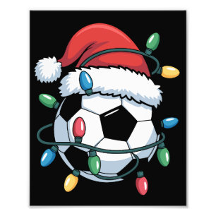 Santa Soccer Ball Sports Christmas Soccer Player Photo Print
