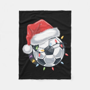 Santa Soccer Ball Sports Christmas Soccer Player T Fleece Blanket