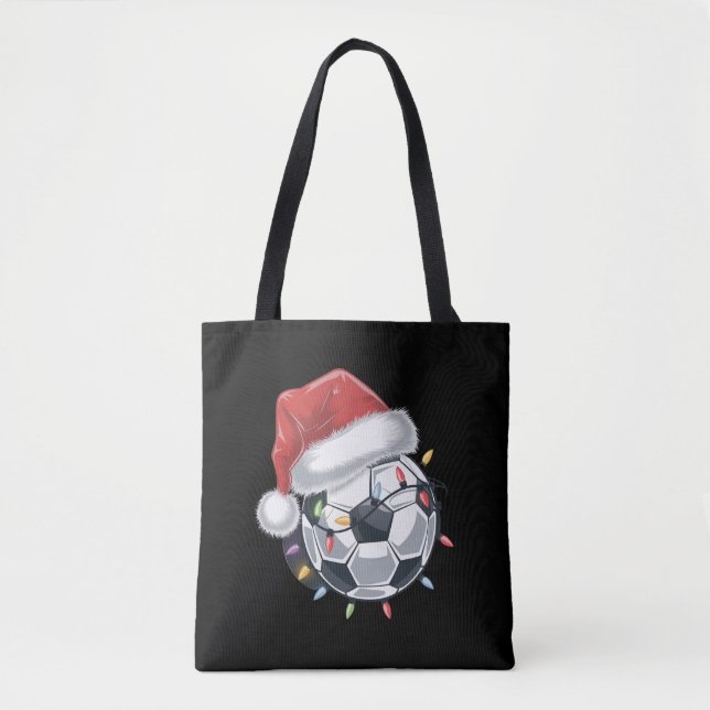 Santa Soccer Ball Sports Christmas Soccer Player  Tote Bag (Front)