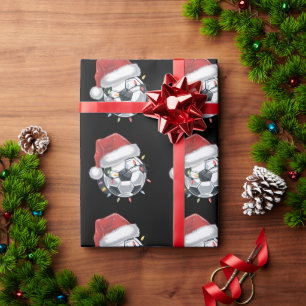 Santa Soccer Ball Sports Christmas Soccer Player Wrapping Paper