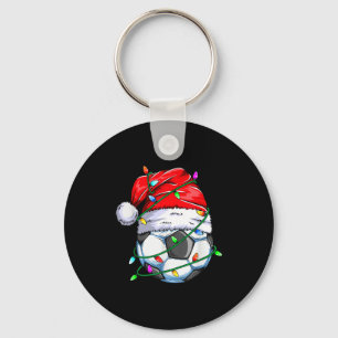 Santa Soccer Ball Srts Design- Christmas Soccer Pl Key Ring
