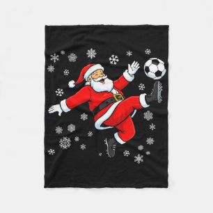 Santa Soccer Bicycle Kick Funny Christmas Sports F Fleece Blanket