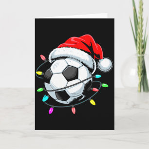 Santa Soccer Byll Christmas Lights Kids Boys Women Card
