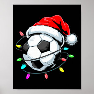 Santa Soccer Byll Christmas Lights Kids Boys Women Poster