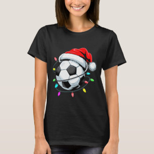 Santa Soccer Byll Christmas Lights Kids Boys Women T-Shirt