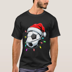 Santa Soccer Byll Christmas Lights Kids Boys Women T-Shirt