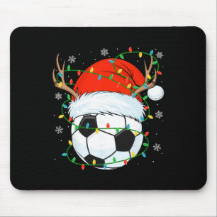Santa Soccer Byll Xmas Lights Christmas Soccer Pla Mouse Pad