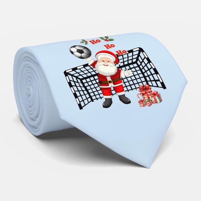 Santa Soccer Christmas Soccer Personalized Tie (Rolled)