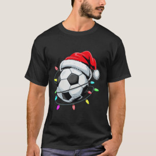 Santa Soccer Ll Christmas Lights Kids Boys Women M T-Shirt