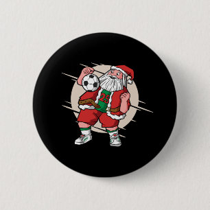 Santa Soccer Player Christmas Design 6 Cm Round Badge