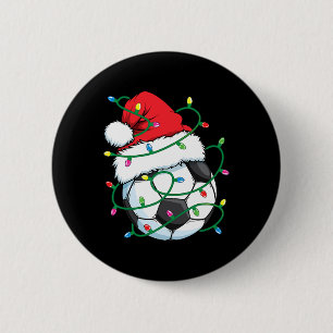 Santa Soccer Sports Ball Men Boys Christmas Xmas L 6 Cm Round Badge