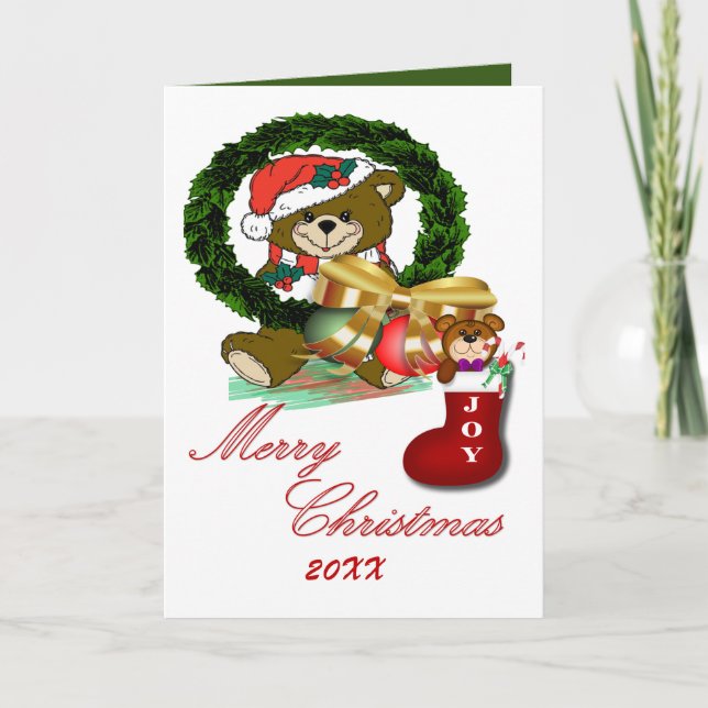 Santa Sock Christmas Folded Card (Front)