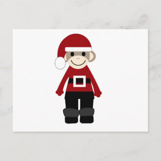 Santa Sock Monkey Holiday Postcard