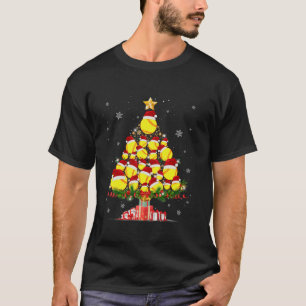 Santa Softball Christmas Tree Light In Snow Softba T-Shirt
