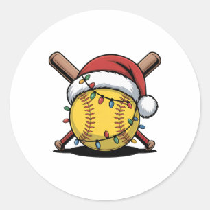 Santa Softll Ll Hat Christmas Lights Sports Player Classic Round Sticker