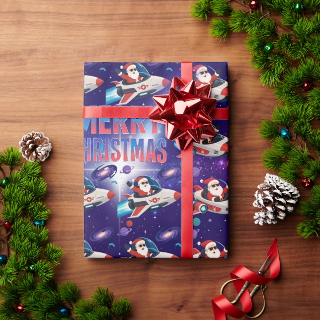 Santa Space Adventure Christmas Wrapping Paper (Holiday Gift)