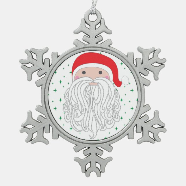 Santa Sparkle Snowflake Ornament (Front)