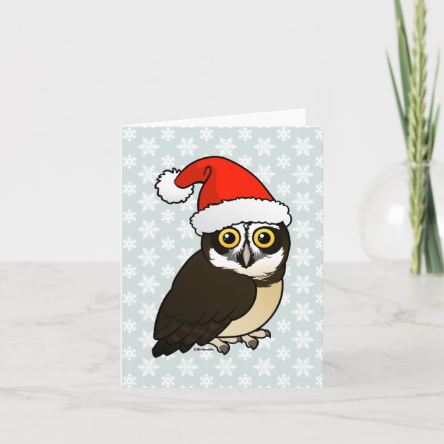 Santa Spectacled Owl Holiday Card (Front)