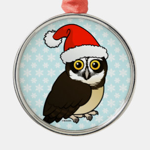 Santa Spectacled Owl Metal Tree Decoration