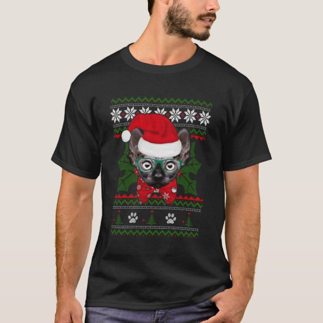Santa Sphynx Cat Ugly T-Shirt (Front)