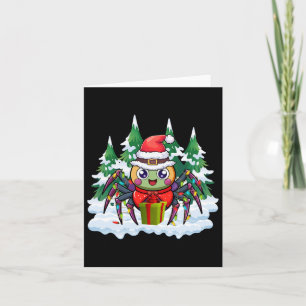 Santa Spider Holding A Present Box Funny Christmas Card