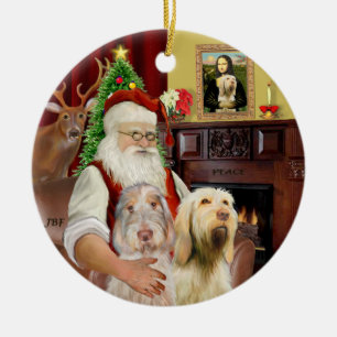 Santa - Spinone Italiano (TWO) Ceramic Tree Decoration