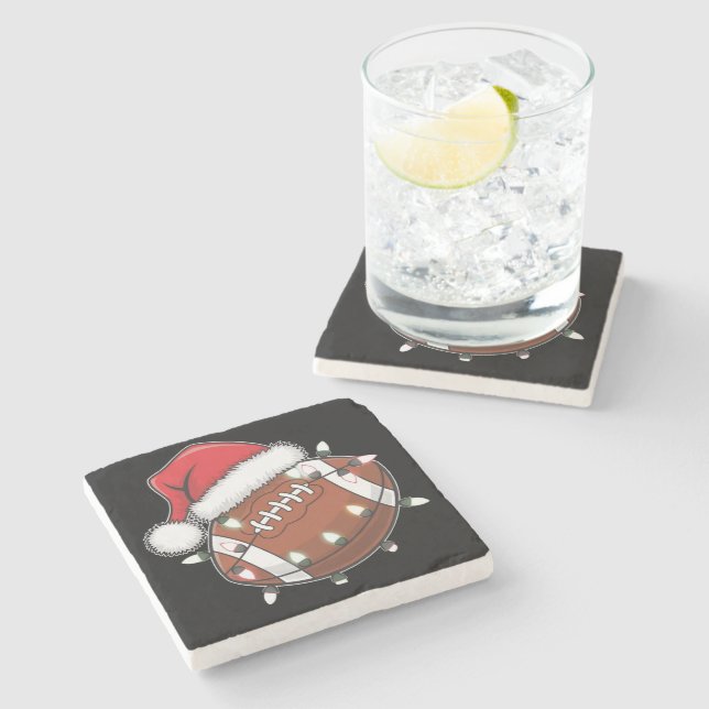 Santa Sports Christmas American Football Lover Stone Coaster (Side)
